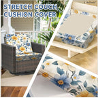 CALBODE 12 Pcs Stretch Outdoor Seat Cushion Covers, Spring Bloom | Washable - Image 3