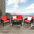 Tangkula 4 Piece Patio Furniture Set, Outdoor Wicker Conversation Set - Image 3
