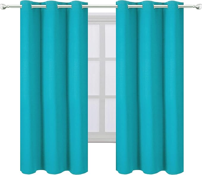 Teal Blackout Curtains 34 x 63 Inch Length/Set of 2 Curtain Panels/Thermal - Image 2