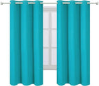 Turquoise/Teal Blackout Curtains/38 x 54 Inch/Set of Two Panels Grommet Living - Image 2