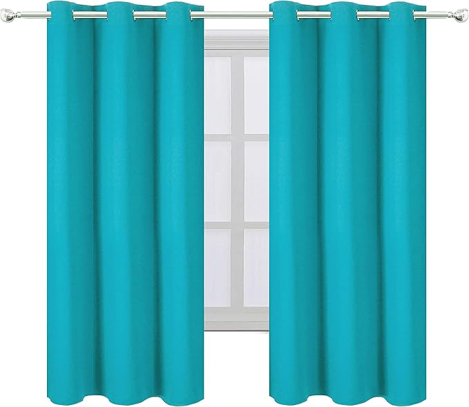 Turquoise/Teal Blackout Curtains/38 x 54 Inch/Set of Two Panels Grommet Living - Image 2