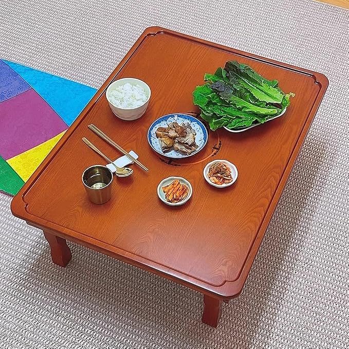 Folding Table, Korean Tatami Dining Table/Tea Room Table/Kang Table/Low Wooden - Image 4