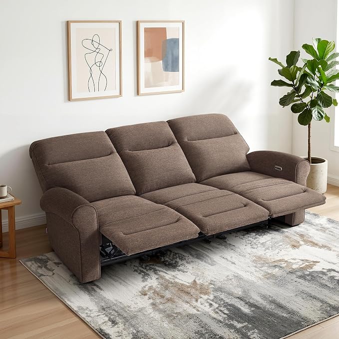 MCombo 87.8" Wall Hugger Power Reclining Sofa, 3-Seat Triple Recliner Couch - Image 7