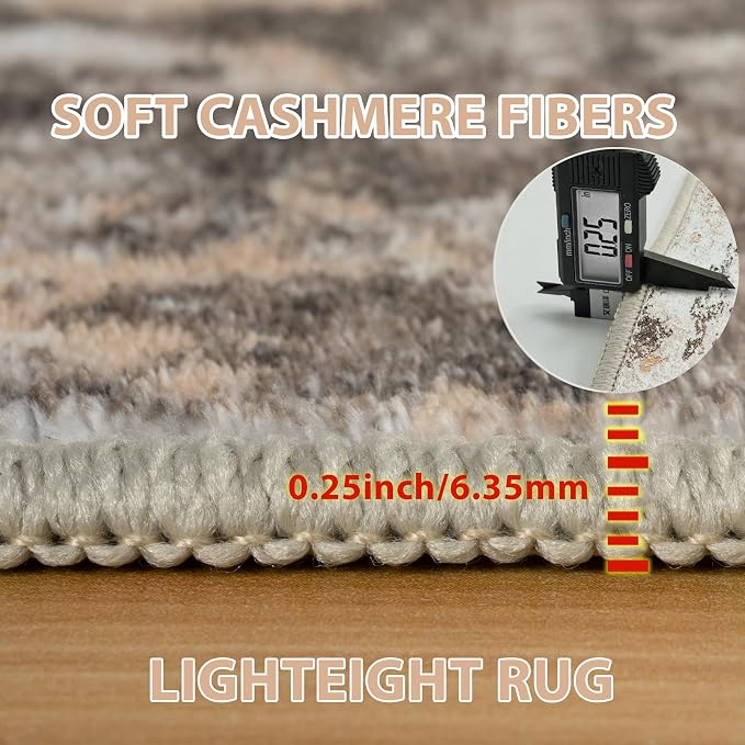 5x8 Area Rugs for Living Room Washable Bedroom Dining Room Brown Beige | Modern - Image 6