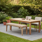 Outdoor Backless Bench, All-Weather Wicker & Solid Acacia Wood, Premium Garden - Image 7