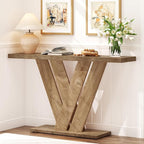 karlott 51 Inch Console Table, Modern V-Shaped Entryway Table, Wood Sofa Table - Image 3