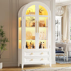 Arched Curio Cabinet with Glass Doors, 4-Tier Display Cabinet with 2 Drawers - Image 5