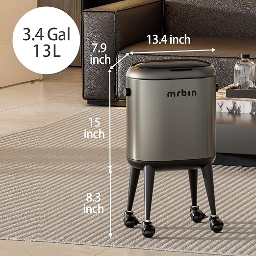 Stainless Steel Slim Bathroom Motion Sensor Trash Can - Image 6