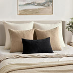 MIULEE Black Chenille Couch Lumbar Throw Pillow Covers, 12x20 | Set of 2 - Image 4