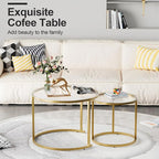 aboxoo Nesting Coffee Table Set of 2, Small Round Glass Nesting Tables - Image 3