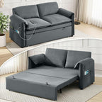 63" Velvet 3 in 1 Convertible Sleeper Sofa Bed, Pull Out Couch Bed Loveseat by UMBFUN