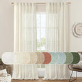 Linen Semi Sheer Curtains 96 inch Length 2 Panels Set Cream Ivory | Light by LAMIT