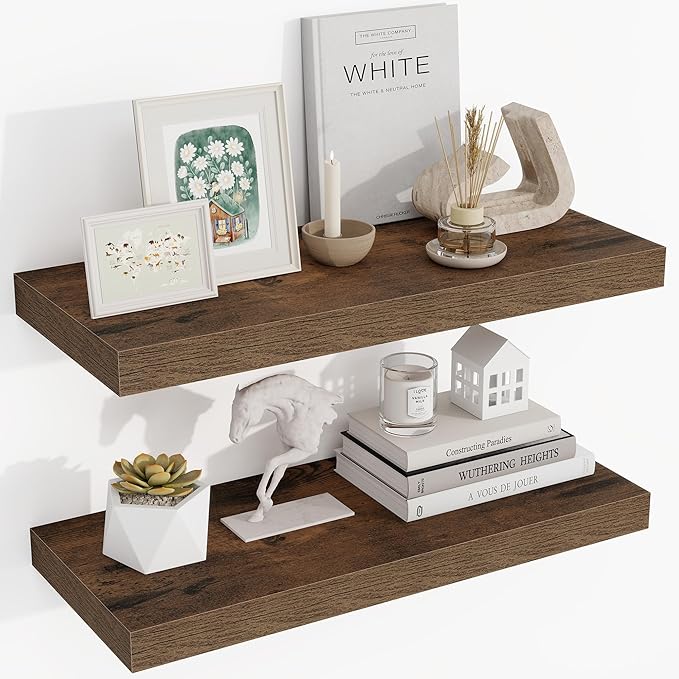 Acovy 24 Inch Floating Shelves, 3D Textured 24"x9.25"x1.5" Inch Deep Floating by Acovy