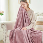 BEDELITE 3D Ribbed Berry Purple Fleece Twin Blanket - Image 4