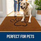 OLANLY Dog Door Mat for Muddy Paws 30x20, Paw Print Design Chenille Mud Mat | - Image 6