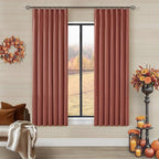 Firebrick 63 Inch Blackout Pleated Linen Curtains by Twodrapes