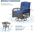 3-Piece Outdoor Patio Furniture Set, 2 Swivel Rocking Chairs and Tempered Glass - Image 2