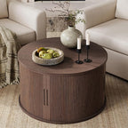 LINSY HOME Round Coffee Table, 31.5" Drum Coffee Table - Image 4