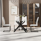 5-Piece Dining Table Set for 4, Modern Rectangular Glass Table - Image 3