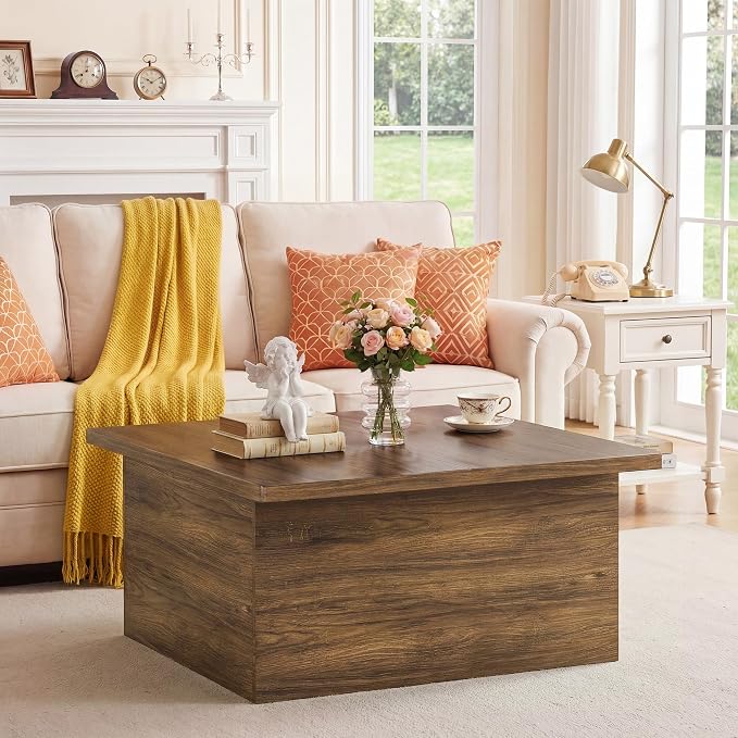 HUAHUU 31.5" Lift Top Coffee Table, 4 in 1 Square Coffee Table - Image 7