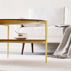 LumFurn Oval Glass Coffee Table, Mid-Century Modern Design, L43 x W22 x H17 inch - Image 6