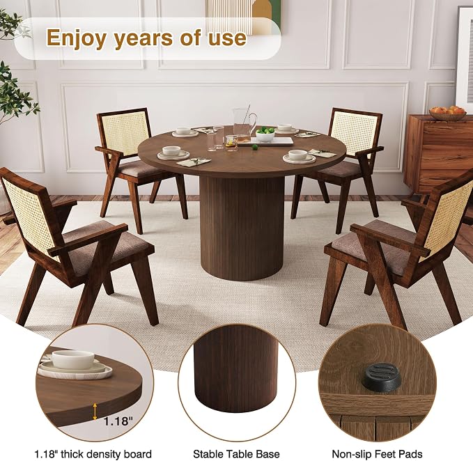 Round Dining Table for 4, Modern Farmhouse Kitchen Table, 47 Inch Small Circle - Image 5