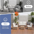 8Pcs Patio Cushion Covers Stretch Outdoor Furniture Protector Slipcovers | - Image 4
