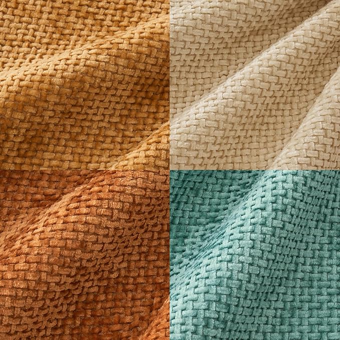 MIULEE Soft Decorative Chenille Fall Pillow Covers Beige Orange Teal 20x20 | - Image 6