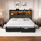 LARMACE Queen Bed Frame with 6 Storage Drawers, Bed Frame Queen Size with Linen - Image 9