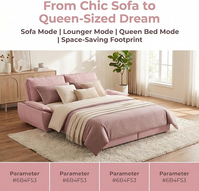 73.2" Sofa Bed Queen, 3-in-1 Pull Out Sofa Bed - Image 8
