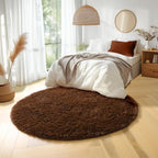 Amdrebio Chocolate Brown Shaggy Round Area Rug 5Ft - Image 7