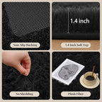 PLHXFR 5x7 Area Rugs Living Room: Fluffy Bedroom Rug Shag Carpet Black | - Image 5