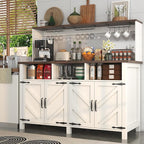 Buffet Sideboard with Storage Hutch with Power Outlets 4 Doors, Large Farmhouse - Image 6