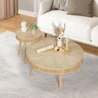 Wnutrees Farmhouse Round Coffee Table, Rustic Sofa Side Tea Tables Nesting by Wnutrees