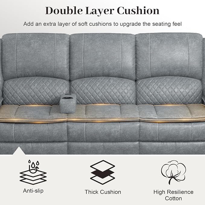 Yolsali Recliner Sofa, 3 Seater Manual Reclining Sofa - Image 5