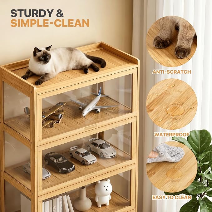 Magshion Display Cabinet with Acrylic Doors, 4-Tier Curio Cabinet - Image 6
