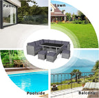 Tangkula 7 Pieces Patio Furniture Set, Outdoor Sectional Rattan Dining Sofa Set - Image 8