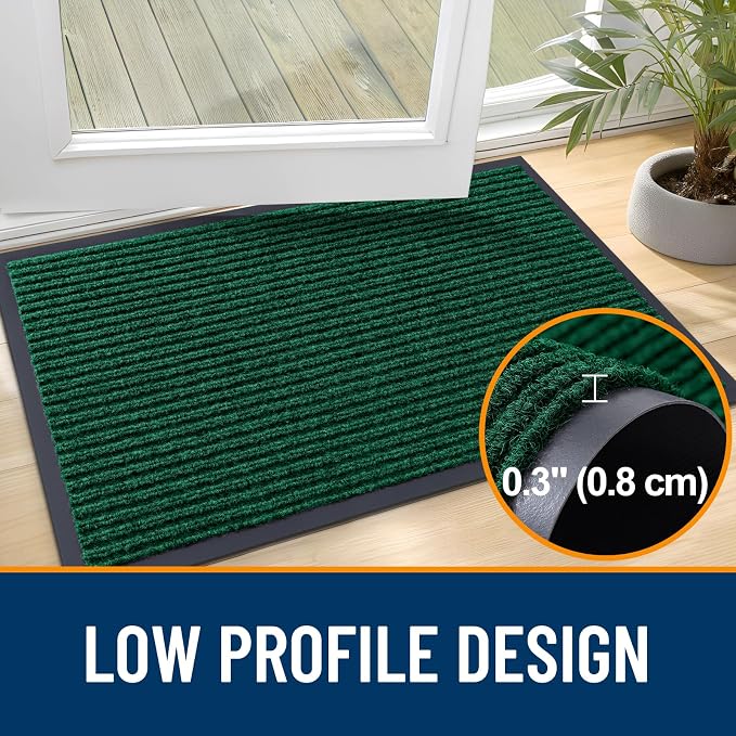 OLANLY 2-Pack Front Door Mats 47x23, Waterproof Heavy-Duty Doormats | Green - Image 4