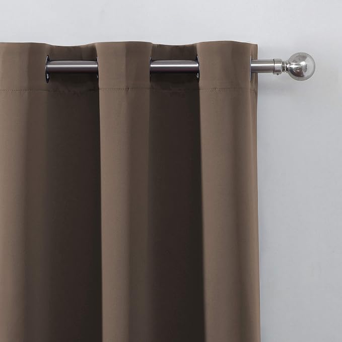 Chocolate Brown Thermal Blackout Curtains/52 x 108 Inch/Set of 2 Panels Room - Image 6