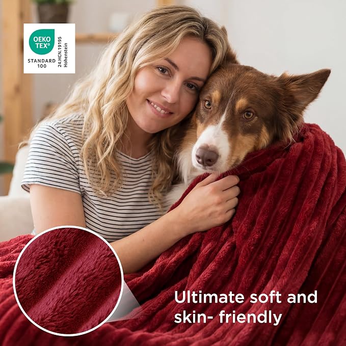 Bedsure Soft Twin Blanket for Bed Decor Gifts Red 60"x80" | Birthday Gifts for - Image 4