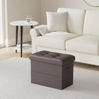 BelugaHelper Storage Ottoman Foot Rest Stool, Foldable Leather Footstool - Image 2
