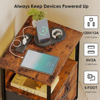 Fixwal Night Stand with Charging Station, LED Nightstand with U-S-B Ports and - Image 5