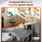 Huuger Folding Desk for Small Spaces, 39.3 Inch Foldable Computer Table - Image 3