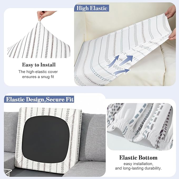 8Pcs Patio Cushion Covers Stretch Outdoor Furniture Protector Slipcovers | - Image 5