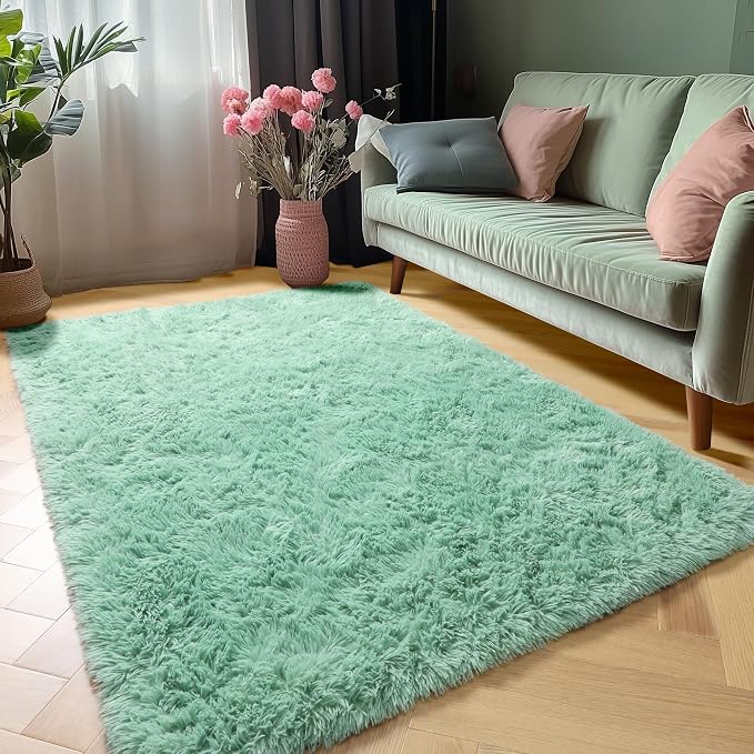 Sage Green Area Rugs for Bedroom Living Room, 4x6 Fluffy Cute Indoor Bedside - Image 4