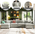 146" Cloud Couch Sectional, U Shaped Modular Sectional Sofa, 4-Seat Deep Seat - Image 3
