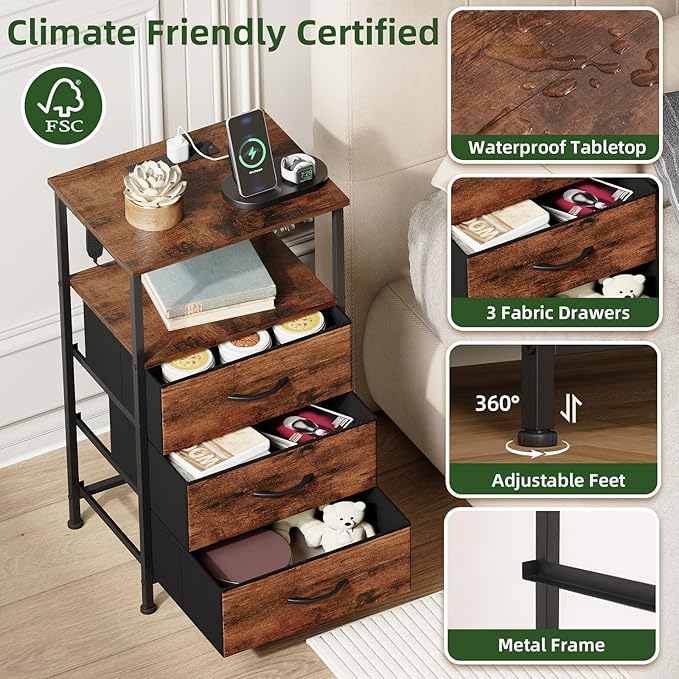 Somdot Nightstands Set of 2, Bedside Tables - Image 6