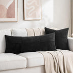 Fancy Homi Set of 2 Black Boho Long Lumbar Body Decorative Throw Pillow Cover - Image 5
