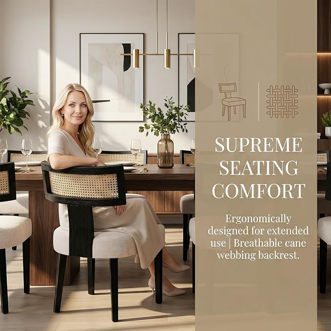 VESCASA Linen Upholstered Dining Chairs - Image 2