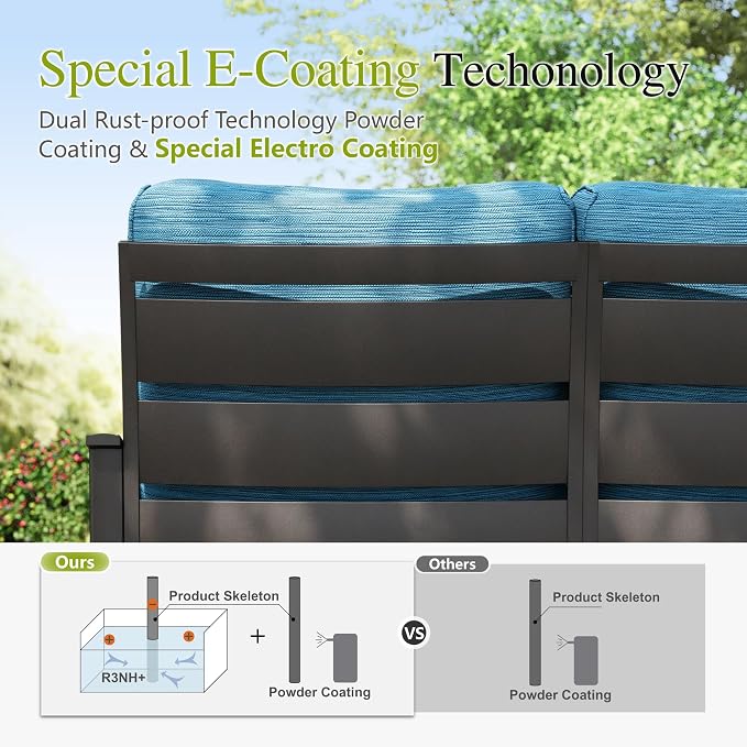 Sophia & William 2 Pieces Patio Furniture Sets Metal Sofa Chairs Patio Cushion - Image 4